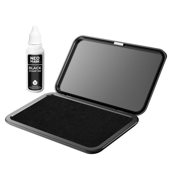 Almohadilla de sello NEO MARK 9 × 16 cm negro, incluye 30 ml de tinta