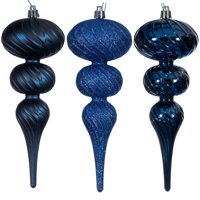 Adorno Navideño Vickerman Con Acabado Azul Medianoche, 20 Cm, 6 Unidades