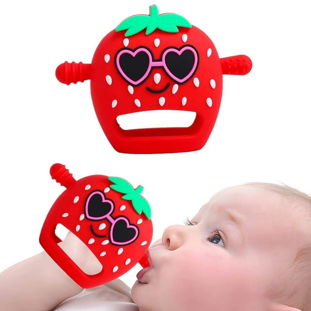 Fruit Baby Teether,Baby Teething Toys Silicone Teether Toy For Infants 3+ Months, Never Drop Baby Mitten Teether For Soothing Teething Pain Relief, Baby Chew Toys For Sucking Needs, BPA Free
