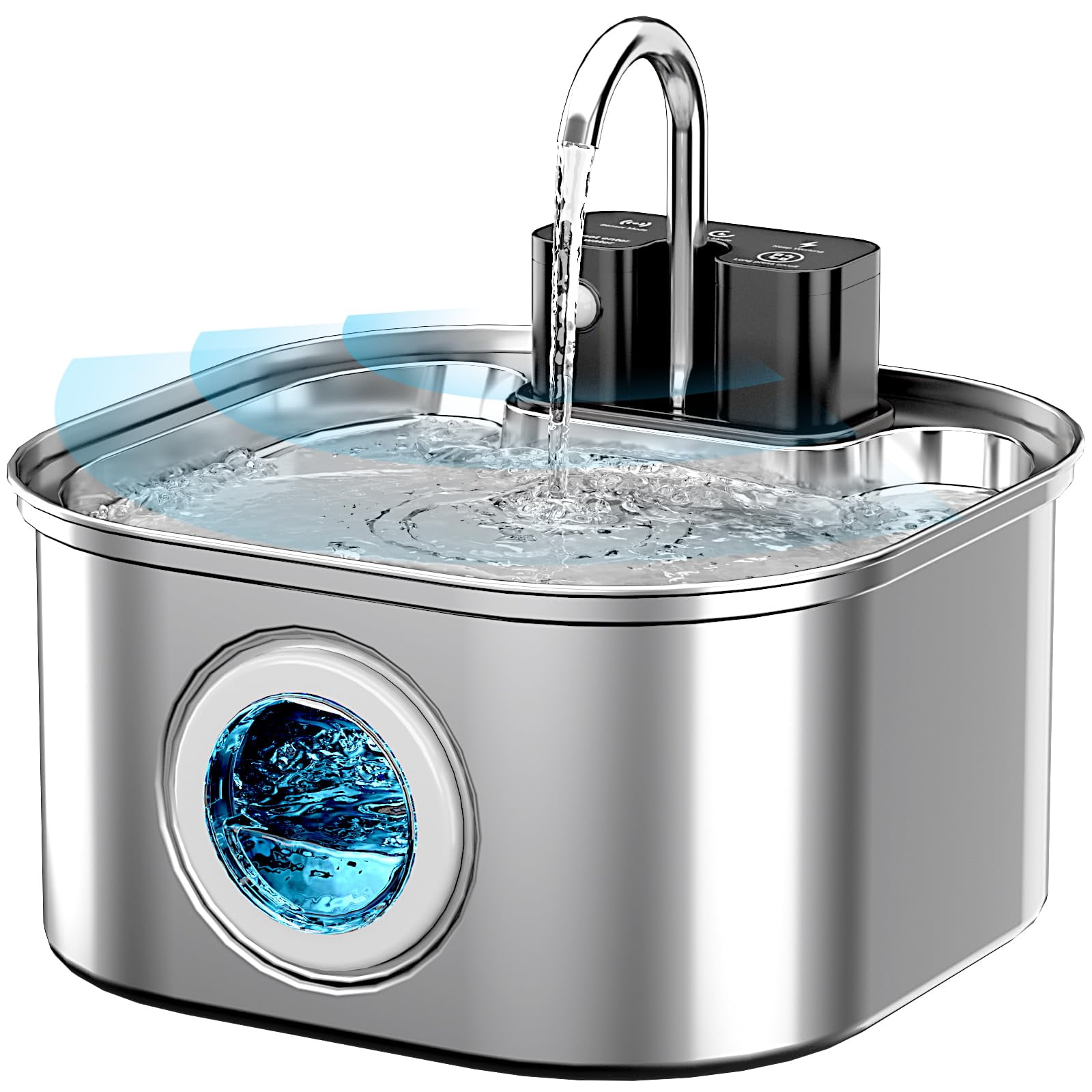 Fuente de agua inalámbrica Cat Lawfery de acero inoxidable 3.2L