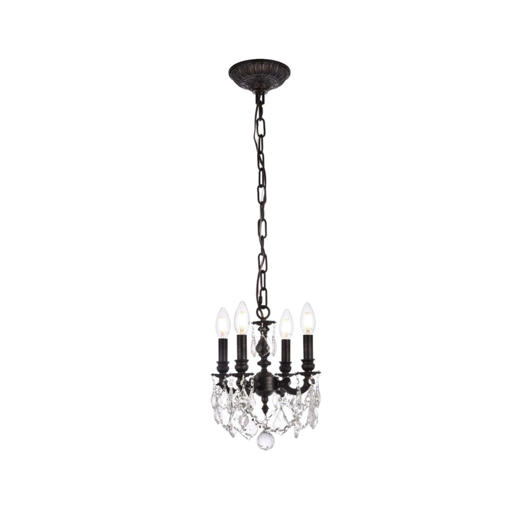 Elegant Lighting - Lámpara Colgante Lille De 4 Luces, Bronce Oscuro