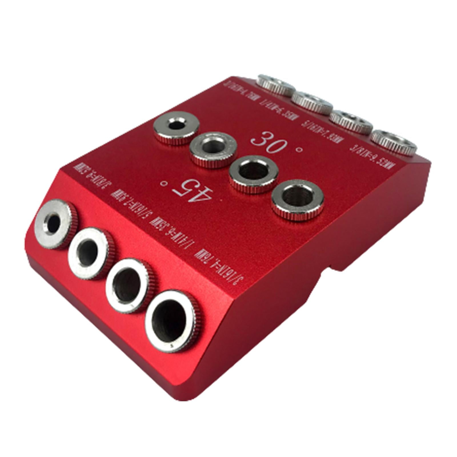 Magideal - Guía De Perforación 30 45 90 Ángulo De Grado 4 Tamaño Agujero De Perforación Tornillo De Retraso Plantilla De Perforación Para Diy Artesanía De Madera Rojo