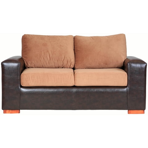 Muebles América - Sofá Infinity 2 Cuerpos Pu Café/Felpa Tostado