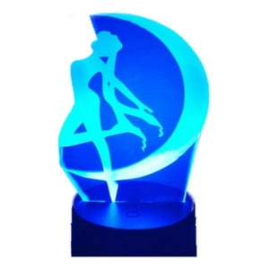 Lelumania - Lampara Ilusion 3D Sailor Moon De 7 Colores, Base Touch