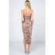 thumbnail image 3 of Saronite Vestido Midi Corto con Estampado Floral Romántico, Tirantes Ajustables y Laterales Fruncidos, Color Café con Leche (para Mujer), 3 of 4