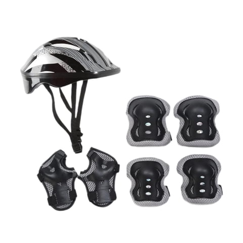 Magideal - Casco De Bicicleta Para Niños, Juego De Rodilleras, Coderas, Casco Deportivo Cómodo, Casco De Bicicleta Para Monopatín, Patinaje Sobre Ruedas, Deporte Plata