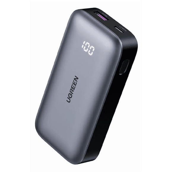 Mini Power Bank UGREEN 30W | 10 000 mAh con 2 Puertos PD3.0 USB C+A Carga Rápida Color Negro