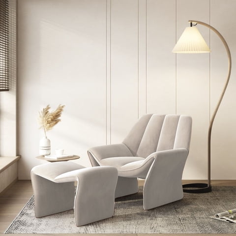 Santú Home & Deco - Sitial Velvet Crema Con Apoyapiés