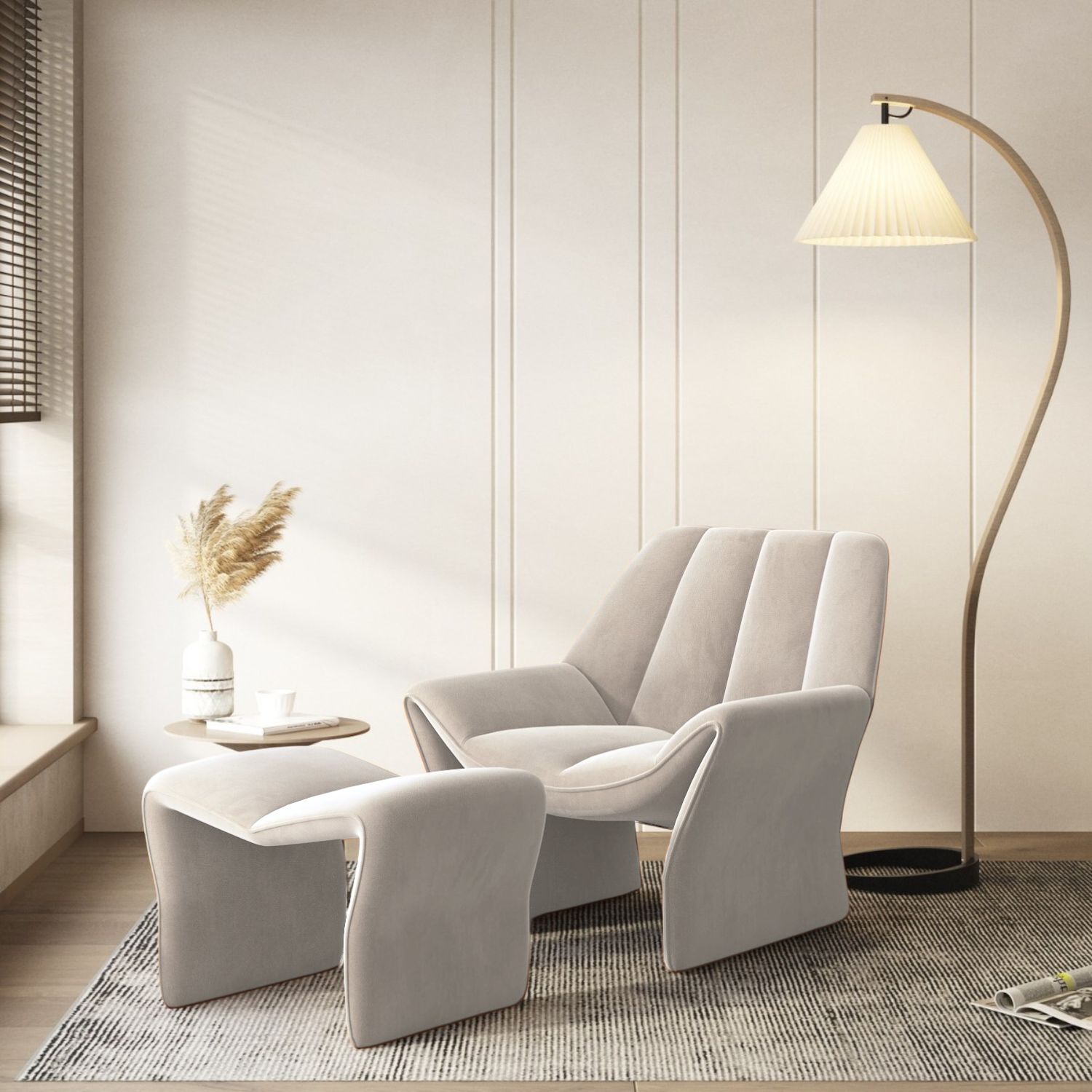 Santú Home & Deco - Sitial Velvet Crema Con Apoyapiés