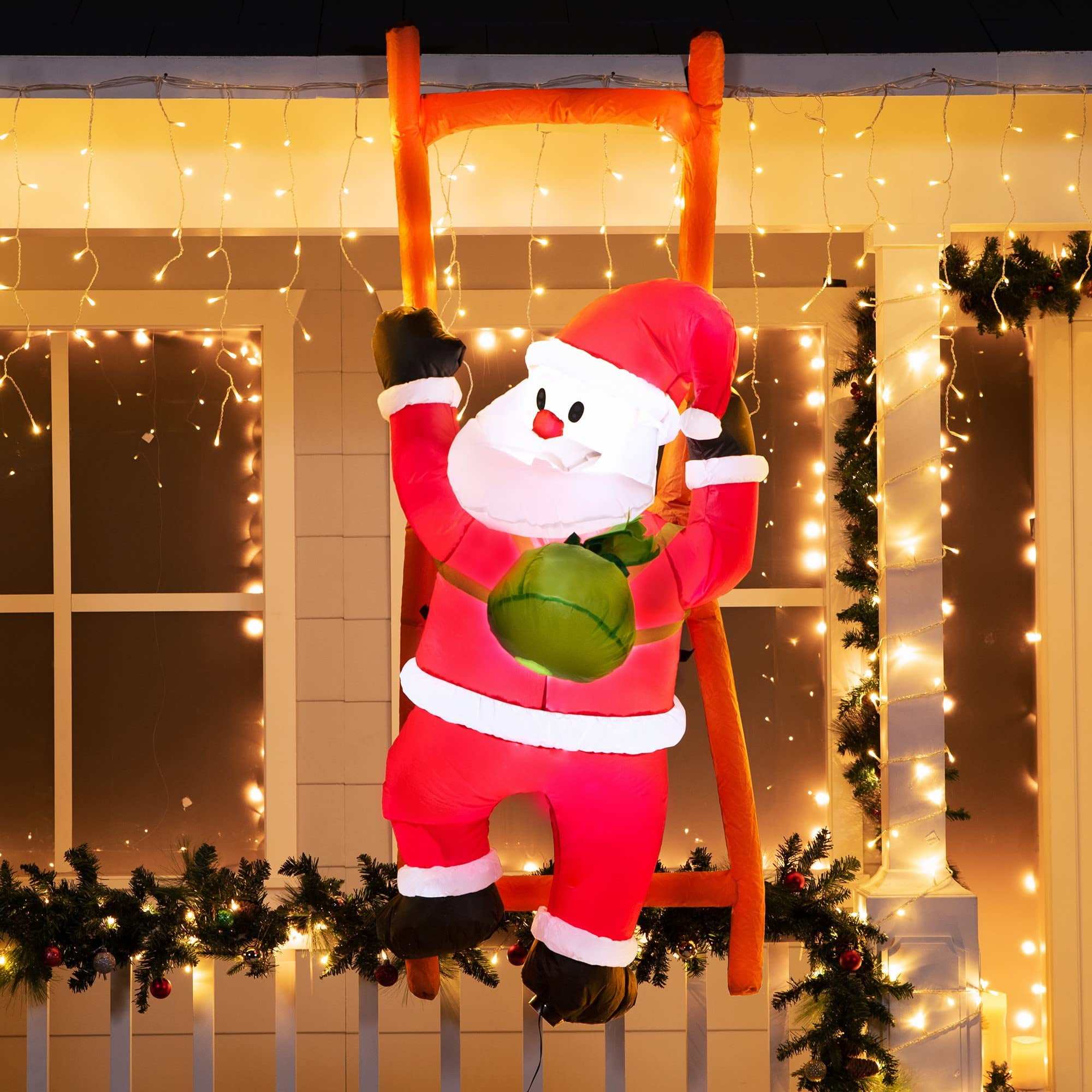 Papá Noel Inflable Navideño Joiedomi Climbing De 6 Pies Con Led