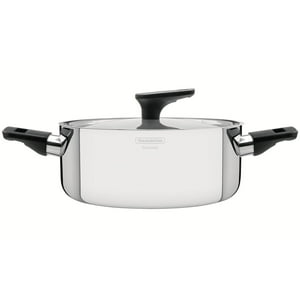 Cacerola Rasa Grano Baquelite De Acero Inoxidable Con Cuerpo Triple, Tapa Y Asas De Baquelita De 24 Cm Y 4,7L Tramontina