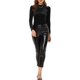 thumbnail image 2 of INSPIRE CHIC Blusa de Mujer de Terciopelo Brillante Metálico con Cuello Simulado y Mangas Largas Abullonadas M Negro, 2 of 6