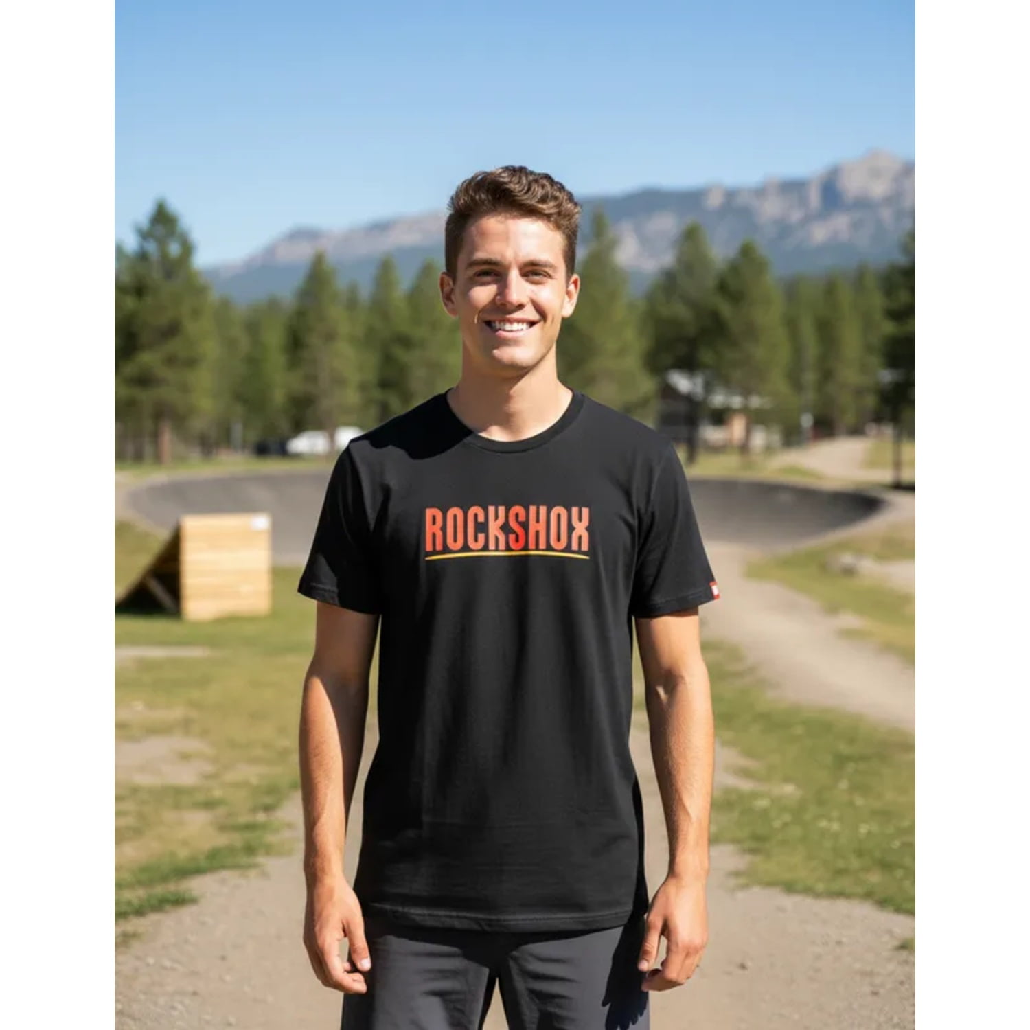 Polera Rockshox Manga Corta Paint Brush Logo Negro