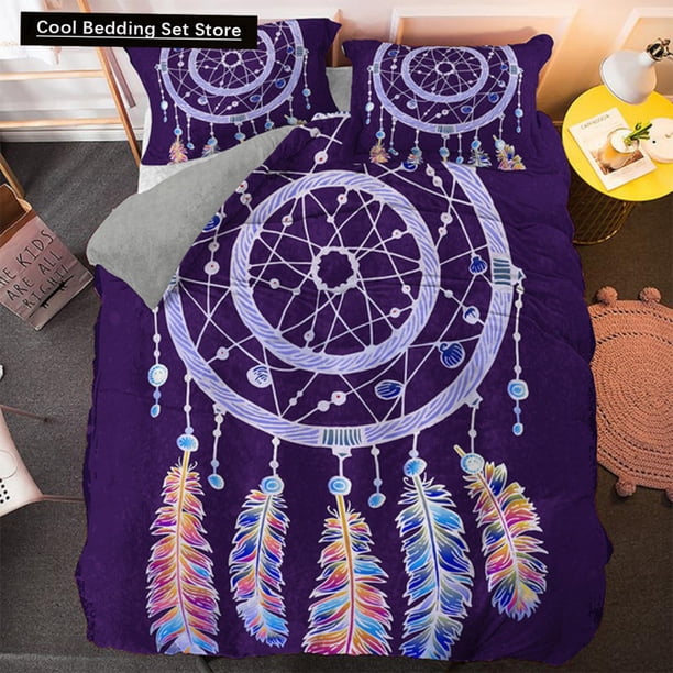 Bohemian Dream Bedding Set Size Colorful Catcher Duvet Cover Set with Pillowcase Polyester Bed Linen for Teens Girls Bed Sheets