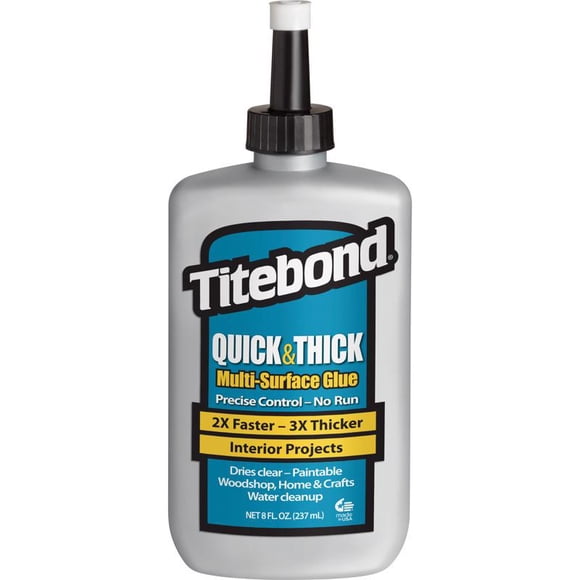 Pegamento Titebond Quick & Thick de alta resistencia, blanco, 240 ml