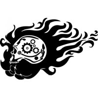 Rienda Libre Graphics - Decomural Flaming Skull Gears Halloween Ws-32754