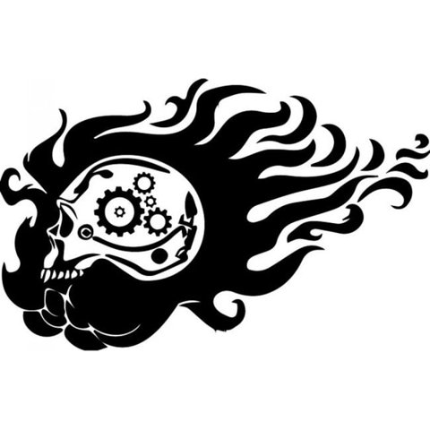 Rienda Libre Graphics - Decomural Flaming Skull Gears Halloween Ws-32754