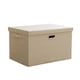 thumbnail image 1 of Cesta de almacenamiento de tela de lino con tapa, plegable, organizador de caja de almacenamiento, 1 of 5