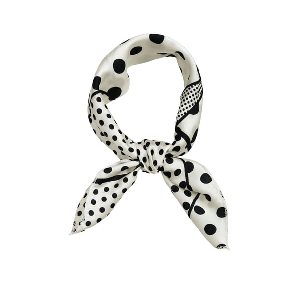 INSPIRAR CHIC Bufanda Cuadrada de 50 cm para Mujeres, Vintage Retro con Lunares, Pañuelo para la Cabeza y el Cuello, Negro y Blanco 50*50 cm/19.69*19.69 pulgadas (L*W)