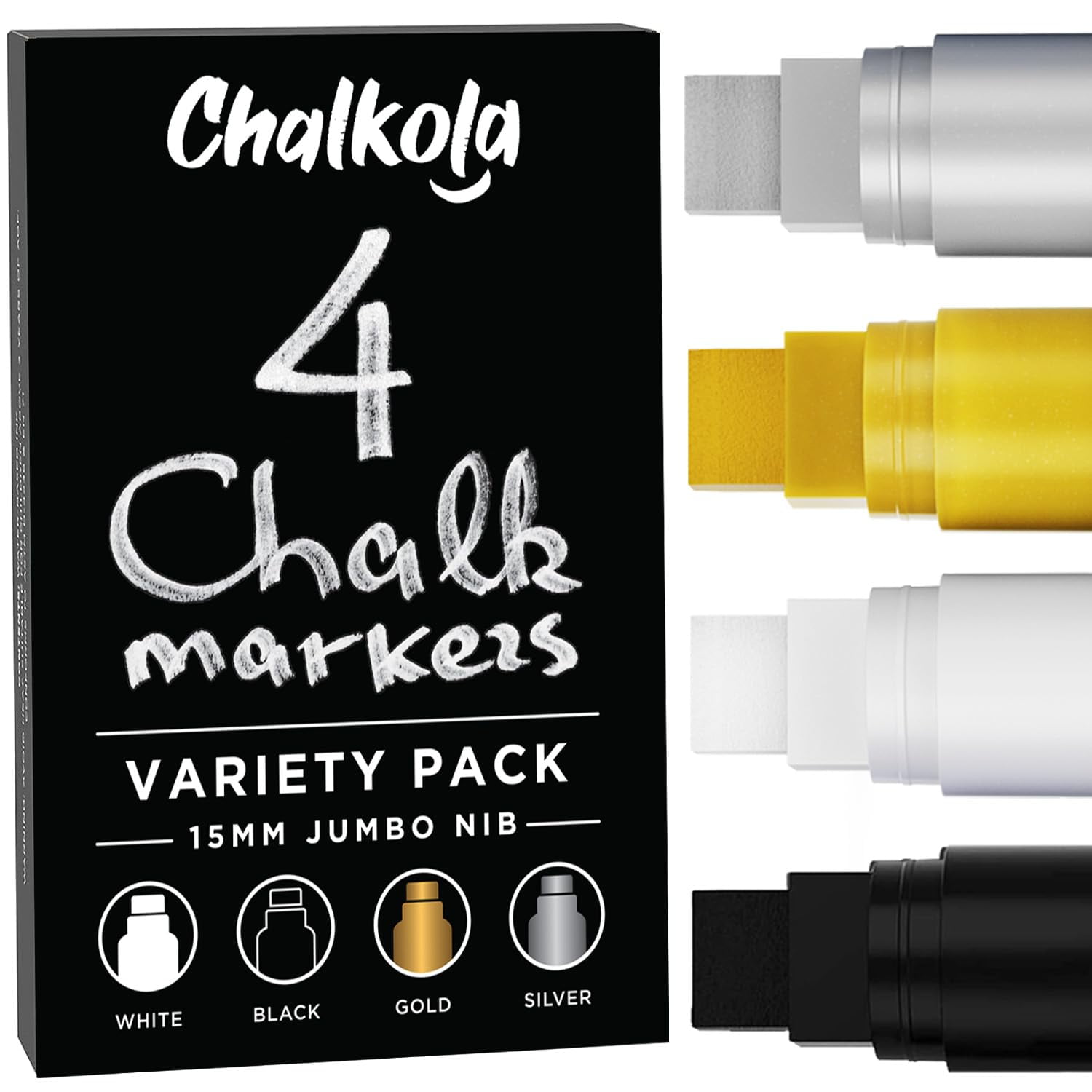 Marcadores De Pintura Para Ventanas De Coche, Lavables, Jumbo, De Chalkola (paquete De 4)
