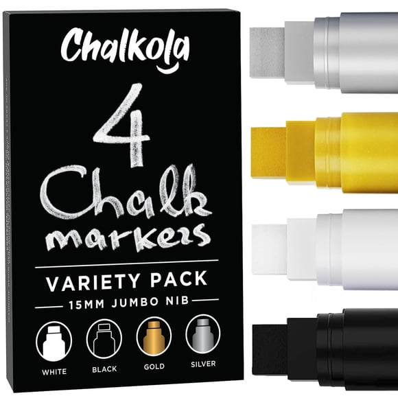 Marcadores de pintura para ventanas de coche, lavables, Jumbo, de Chalkola (paquete de 4)