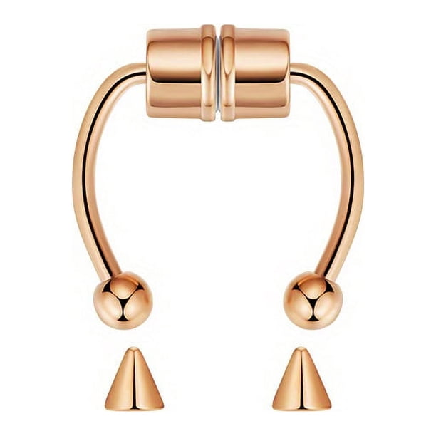 Stainless Steel Magnetic Nose Ring for Men - Strong and Comfortable Nasal Septum Clamp with Perforation for Jewelry Enthusiasts
