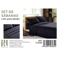 Tecnocasa - Set De Sabanas King Color Negro 200 Hilos + 2 Funda De Almohada