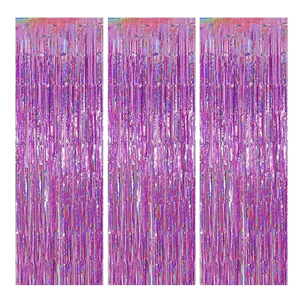 Paquete de 3 cortinas con flecos para decoración de fiestas, bodas, graduaciones, cumpleaños, Navidad, eventos, fiestas, suministros de 1 x 2 m