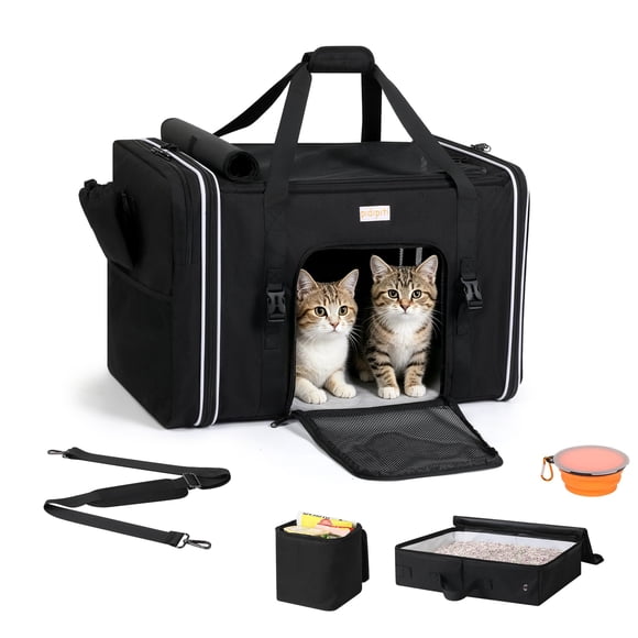 Transportín para mascotas pidipiti 61x43x43 cm con caja de arena