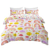 Milsleep - Juego De Cama Con Diseño De Arco Iris De Dibujos Animados.