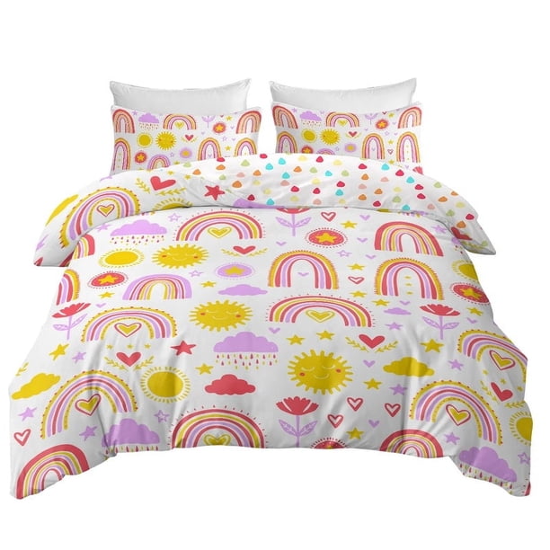 Juego De Cama Con Diseño De Arco Iris De Dibujos Animados