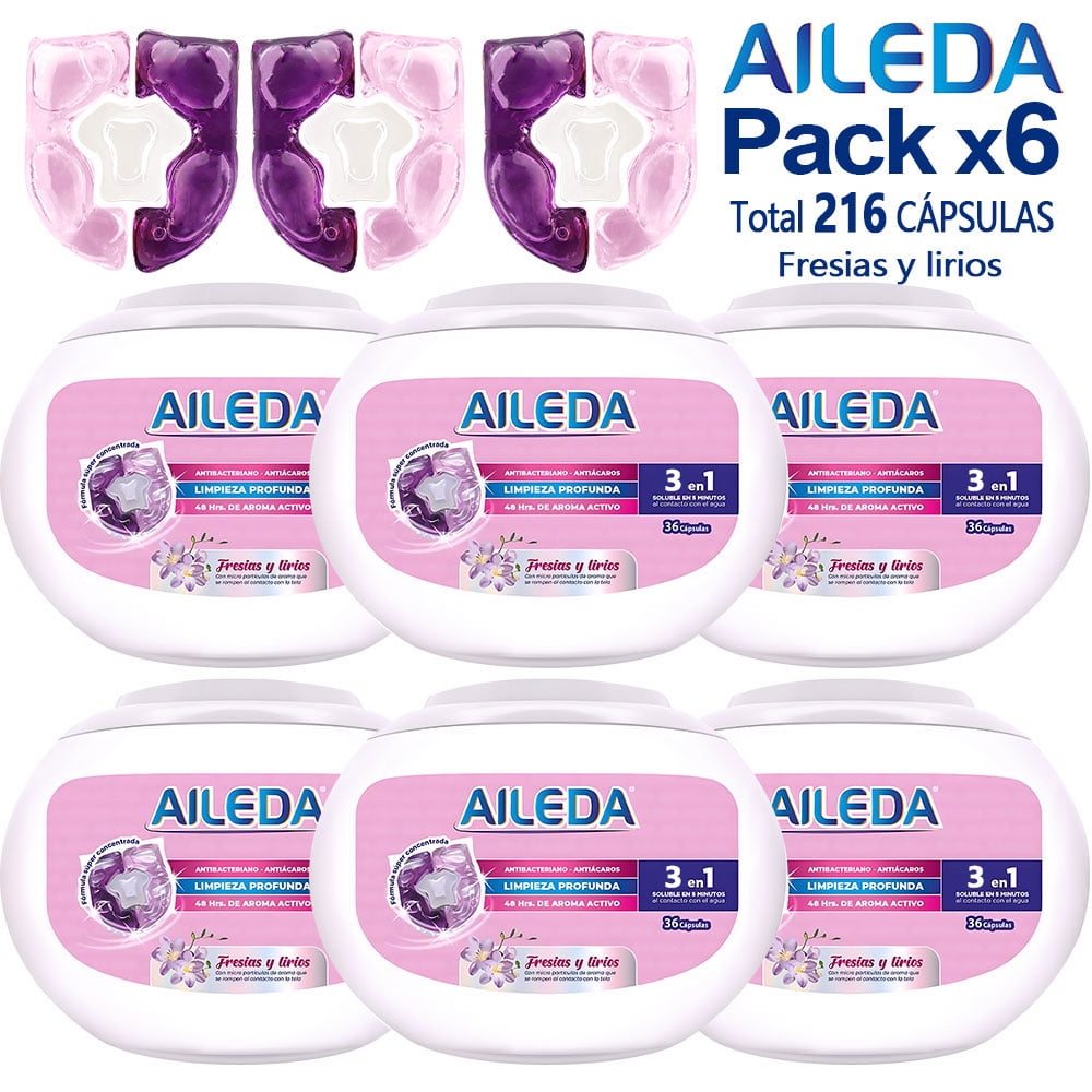 Detergente Para Ropa Envase Aileda Detergente Cápsulas Fresias Y Lirios Antibacterial Caja En Total 216 Cápsulas