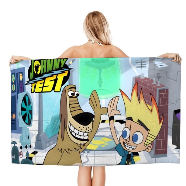 Johnny Test Toalla de playa de secado rápido con diseño temático, regalo para mujeres y niñas, ideal para cumpleaños, fans, amantes de la música, uso en la playa o al aire libre, 78 × 160 cm