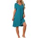 thumbnail image 1 of Camisón de Manga Corta para Mujer INSPIRE CHIC Regreso a Clases con Bolsillos Suave y Elástico Cuello en V Largo a la Rodilla Camisón de Descanso L Azul Pavo Real, 1 of 6