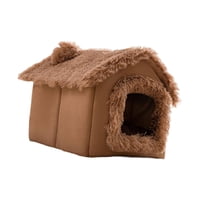 Ioensy - Caseta Para Perros Suave Con Forma De Cueva Cálida Extraíble Y Multifuncional Con Cojín Marrón M