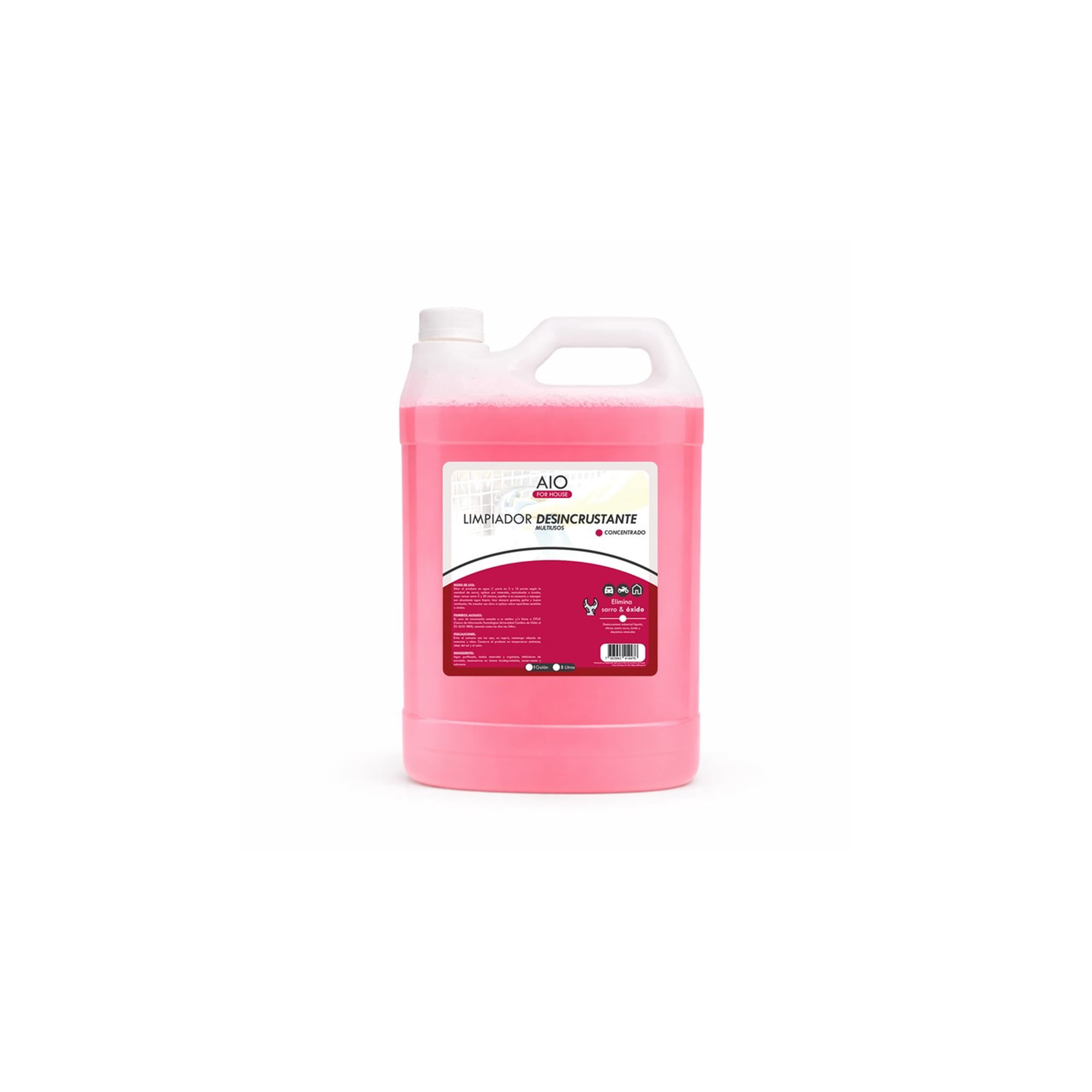 Aio - Limpiador Desincrustante De Sarro, Cal, Oxido 1 Galón Rojo