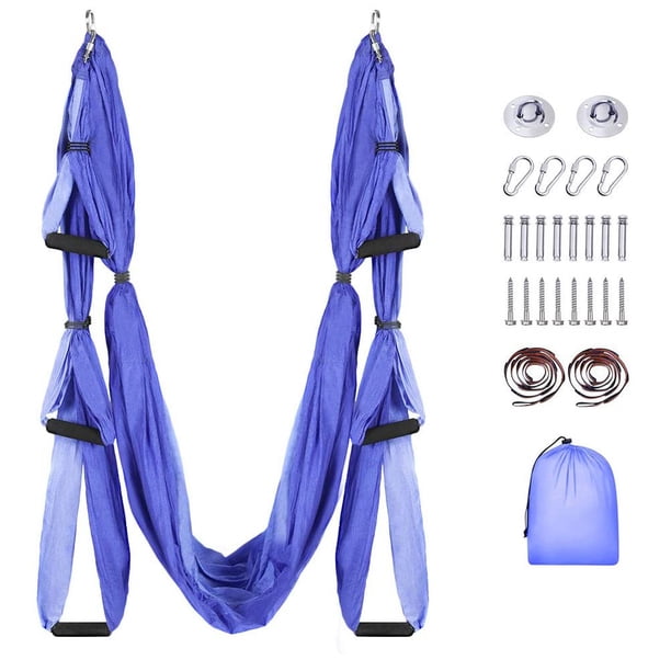 Juego de columpio de yoga aéreo, hamaca de yoga, trapecio volador, kit de yoga, hamaca de yoga aérea, herramienta de inversión con 2 correas de extensión para gimnasio en casa, accesorios de montaje