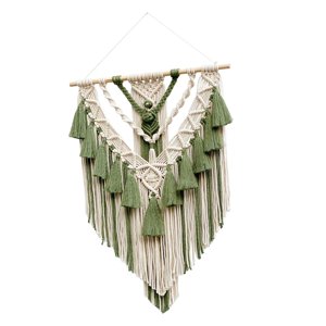 Magideal - Elegante Tapiz De Macramé Bohemio Hecho A Mano Con Flecos De Borlas, Colgante De Adorno Para Apartamento, Habitación De Bebé, Guardería, Decoración De Verde