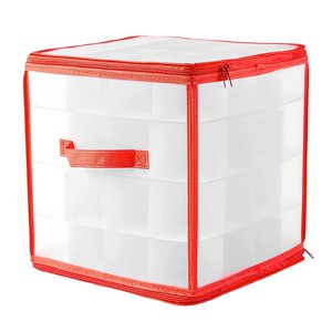 Magideal - Almacenamiento De Adornos Navideños De 64 Rejillas, Organizador De Adornos Para Árboles De Navidad, Estuche Protector Plegable, Duradero, Transparente