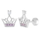 thumbnail image 1 of Aros de corona de princesa de plata de 925 con circones rosados para niñas, 1 of 2