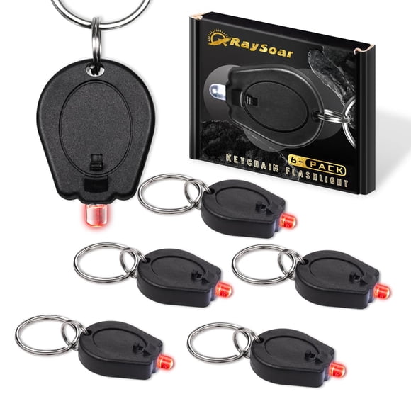 Linterna LED tipo llavero RaySoar, color rojo ultrabrillante, paquete de 6