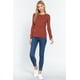 thumbnail image 2 of Saronite Camiseta Térmica de Manga Larga con Cuello Henley de Algodón Acanalado Básico, Color Cobre (para Mujer), 2 of 4
