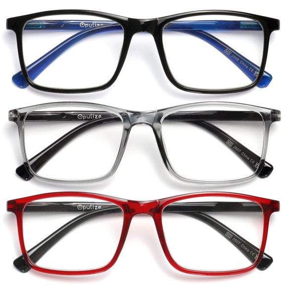 Gafas de lectura OPULIZE +3.00 negro, gris y rojo – pack de 3