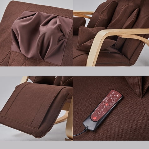 M&Ms - Full Massage Function-Air Pressure-Comfortable Relax Rocking Chair, Lounge Chair Relax Chair With Cotton Fabric Cushion Brown