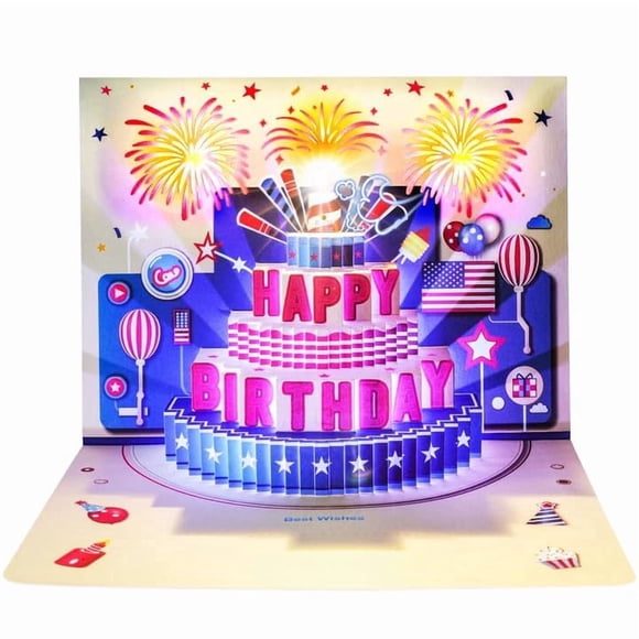 Tarjeta de Felicitación ZOEDO 3D Musical de Cumpleaños con Luces y Sonido