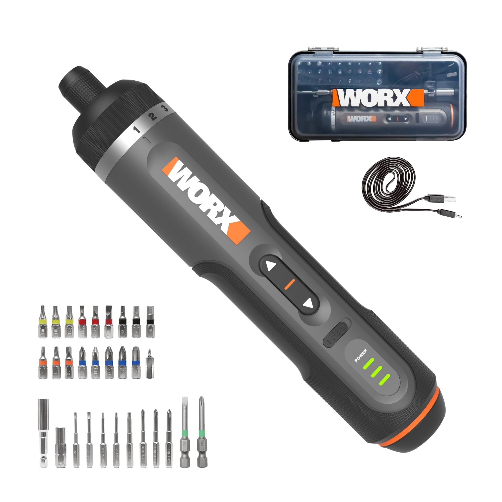 Kit De Accesorios De 30 Piezas Con Destornillador Worx De Litio De 4 V Wx242l