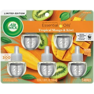 Recambio De Aceite Perfumado Air Wick Plug In, Mango Fresco Y Kiwi, 5 X 30 Ml