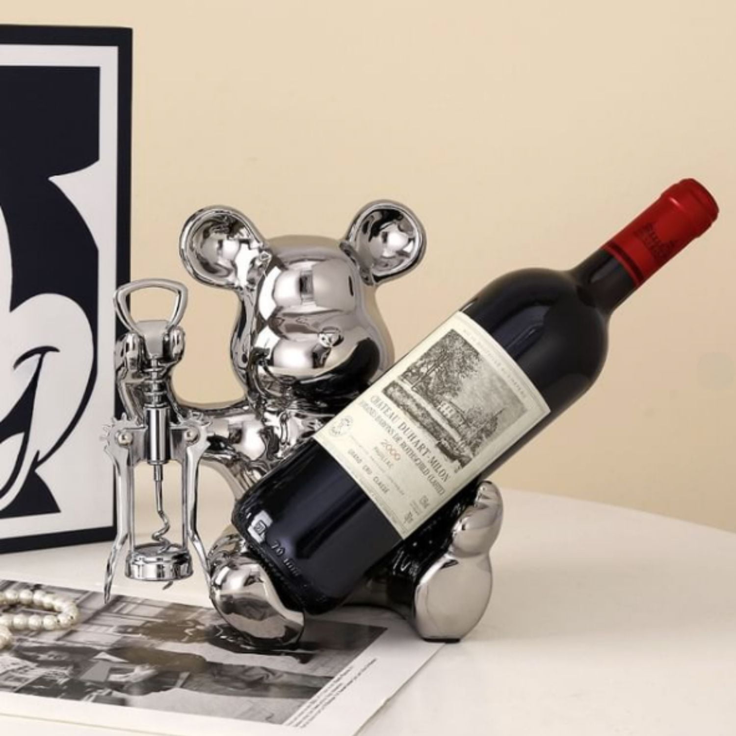 Santú Home & Deco - Soporte Para Botellas Y Destapador Osito