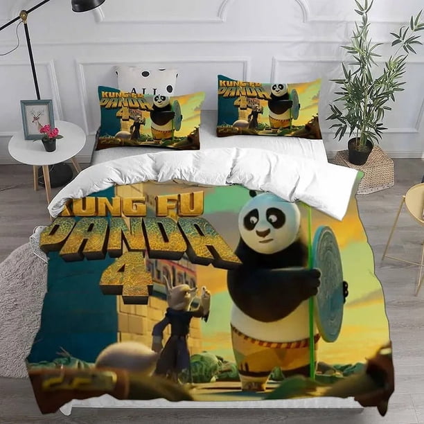 x885 Bed SheetsKung Fu Panda Duvet Cover Digital Printing Duvet Cover Soft Home Textile Polyester Teenagers Gift Bedroom Decoration 3-Piece Bedding Set (1 Duvet Cover + 2 Pillow Shams) nj885