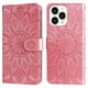 thumbnail image 1 of Funda tipo cartera FOXDOCK para iPhone 14 Pro Max , diseño girasol en relieve, cuero PU, cierre magnético, soporte y tarjetero, 1 of 5
